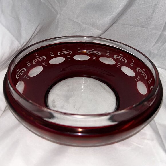 Bohemian Red Cut-to-Clear Candy Dish with Lid - Picture 3 of 8